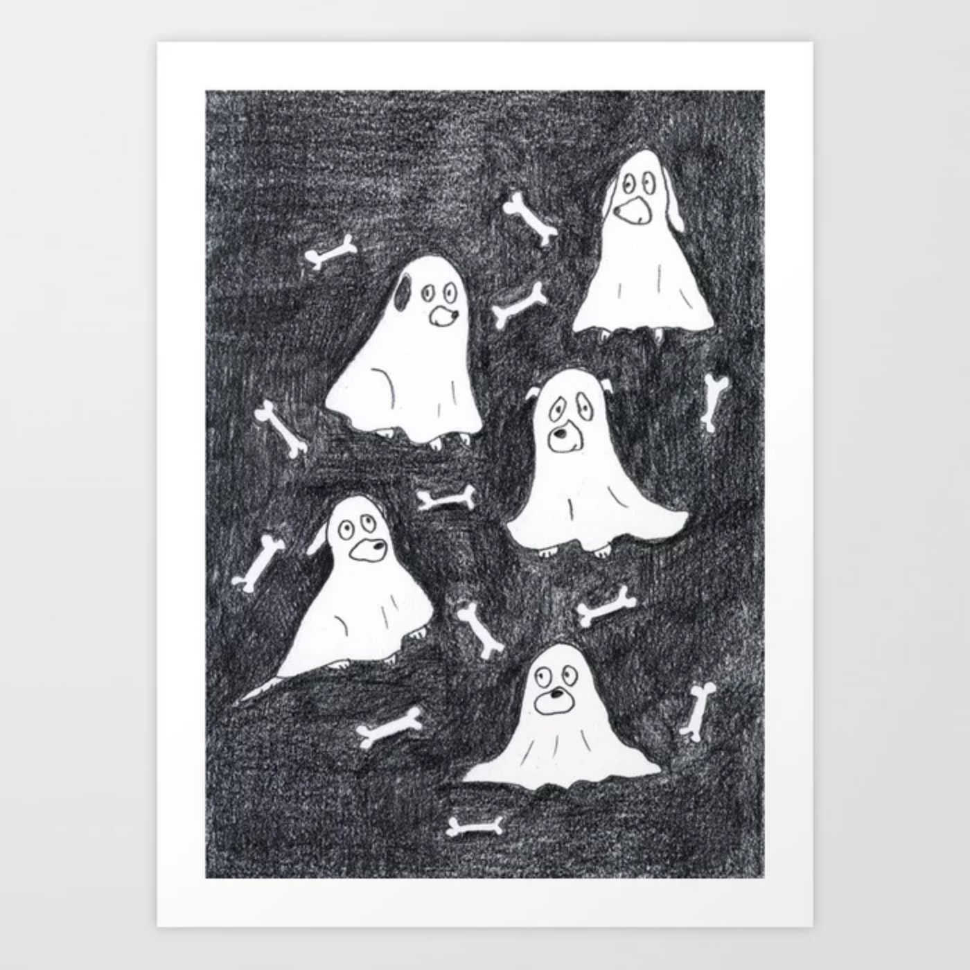 howloween/ halloween art print with dogs, order through Society6.com/dogvision, dog illustration, dog gifts, dog art, www.DOGvision.eu